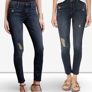 MOTHER The Looker Jaded & Torn Ankle Jeans | Dark Wash | Size 29